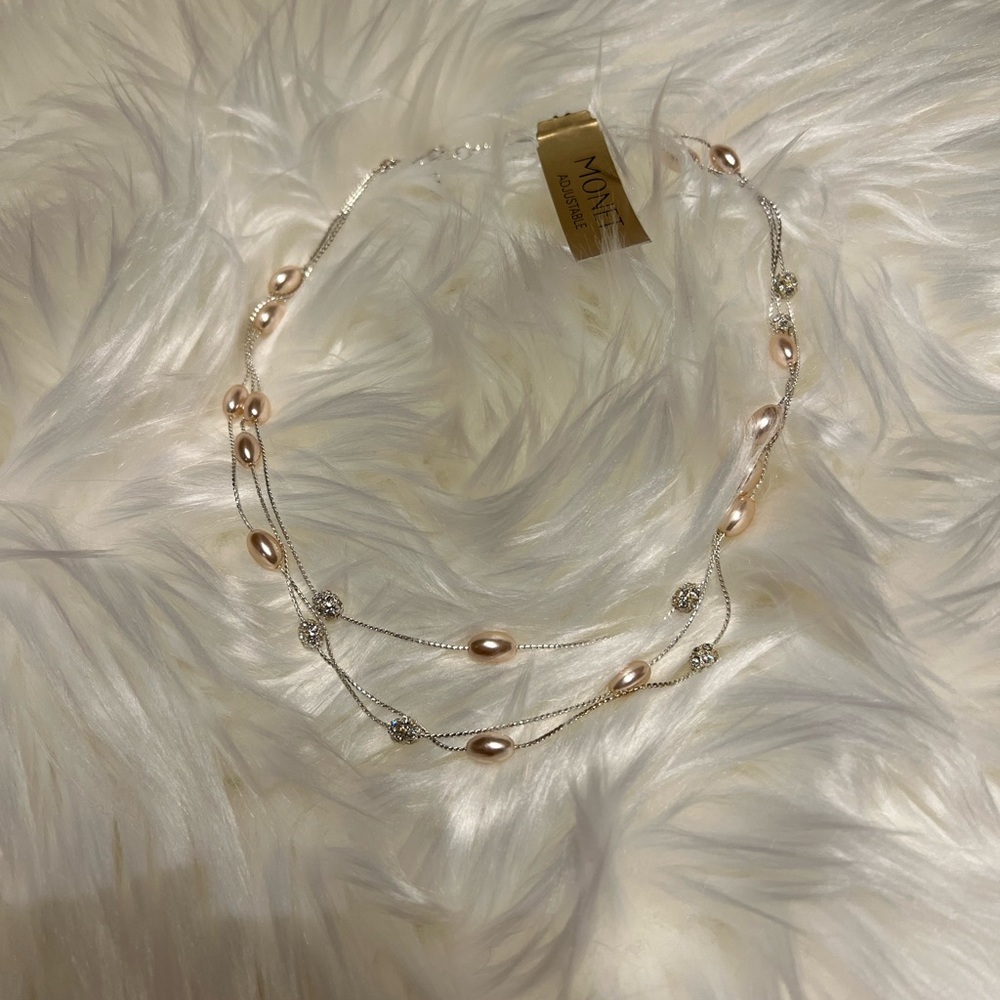 NWT Monet adjustable light pink sparkly necklace